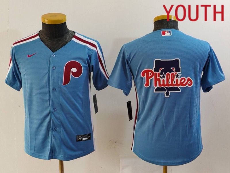 Youth Philadelphia Phillies Blank Blue Throwback 2024 Nike MLB Jersey style 5->los angeles angels->MLB Jersey